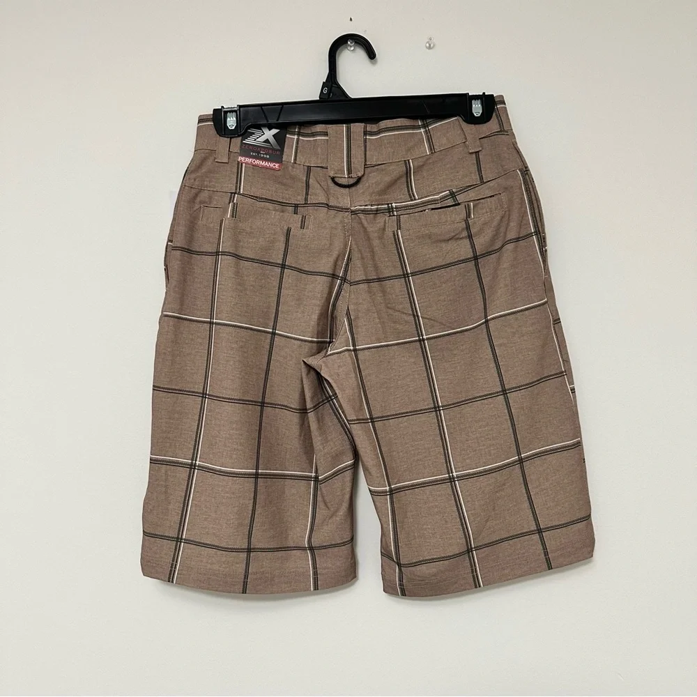 NWT ZeroXposur Brown Plaid Performance Shorts Youth size 12 Sand Plaid Boys' 12